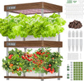 GROWNEER HydroEasy1.0 Hydroponic Growing System, 2-Tier Indoor Garden with Full-Spectrum LED Grow Lights, 32 Pods, Solid Wood Design, Independent Water Circulation, Ideal for Vegetables, Herbs, Walnut