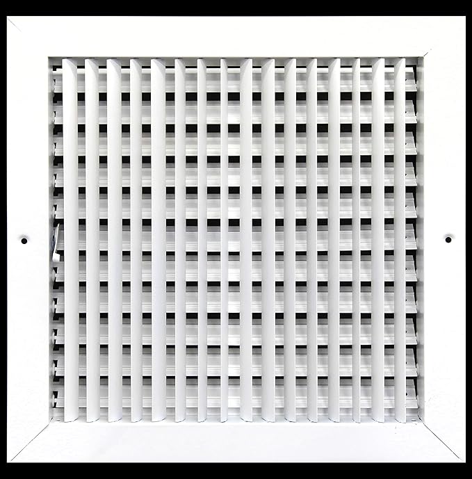 16" X 16" Adjustable AIR Supply Diffuser - HVAC Vent Cover Sidewall or Ceiling - Grille Register - High Airflow - White [Outer Dimensions: 17.75" w X 17.75" h]