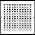 16" X 16" Adjustable AIR Supply Diffuser - HVAC Vent Cover Sidewall or Ceiling - Grille Register - High Airflow - White [Outer Dimensions: 17.75" w X 17.75" h]