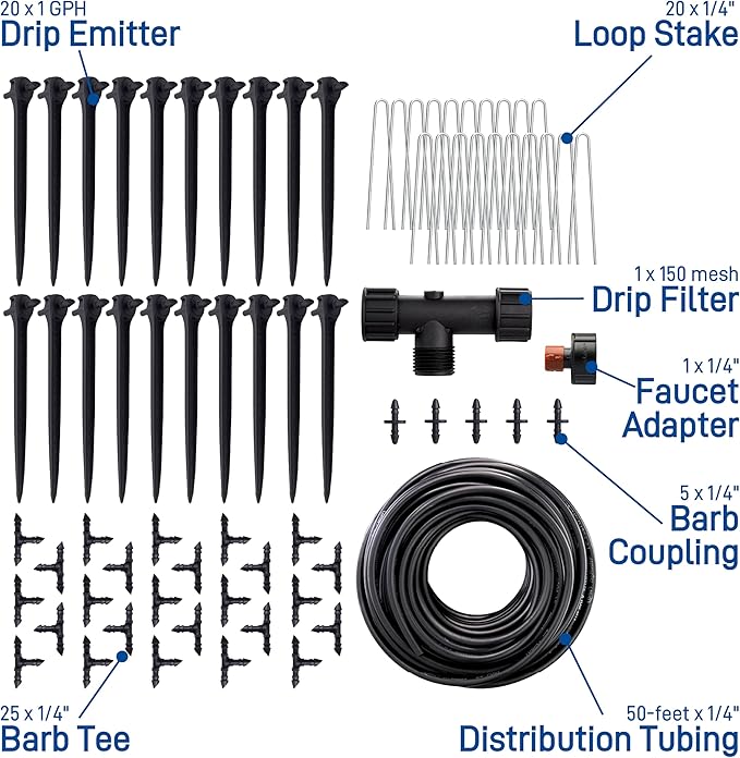 Orbit 91944 Tomato Garden Drip Irrigation System - Complete 10-Plant Watering Kit with Push-Connect Fittings, Water-Saving Design for Vegetables & Garden Boxes