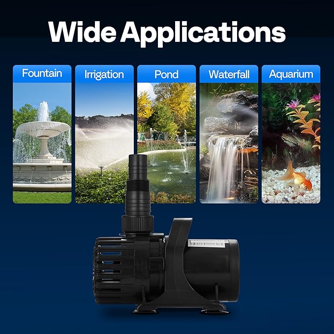 VIVOHOME 220W 4500GPH Submersible Water Pump with 180° Adjustable Water Outlet, 19.4ft High Lift for Waterfall Fountains Fish Tank Pond