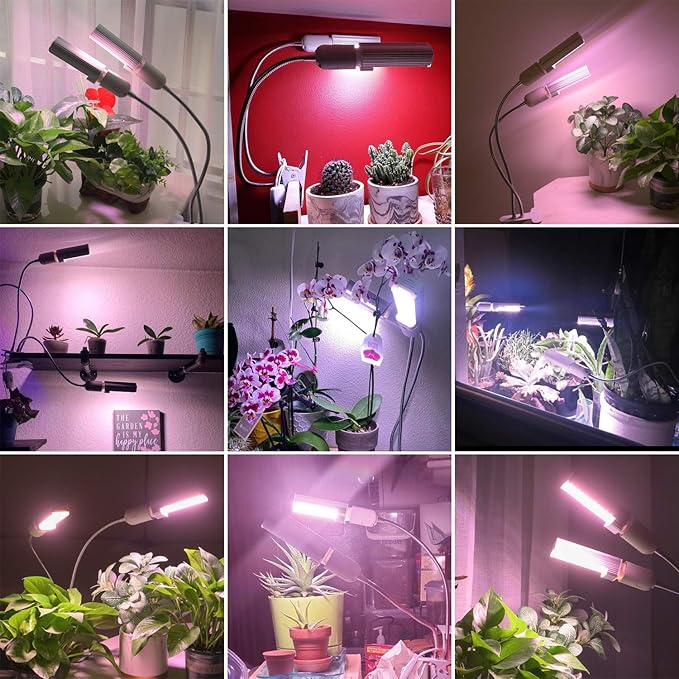 LED Plant Grow Bulbs for Grow Light for Indoor Plants, Sun Light, 44 LEDs of 17W (50W Fluorescent Bulbs Equivalent), 2 Pack (Work on AC110V-220V only)