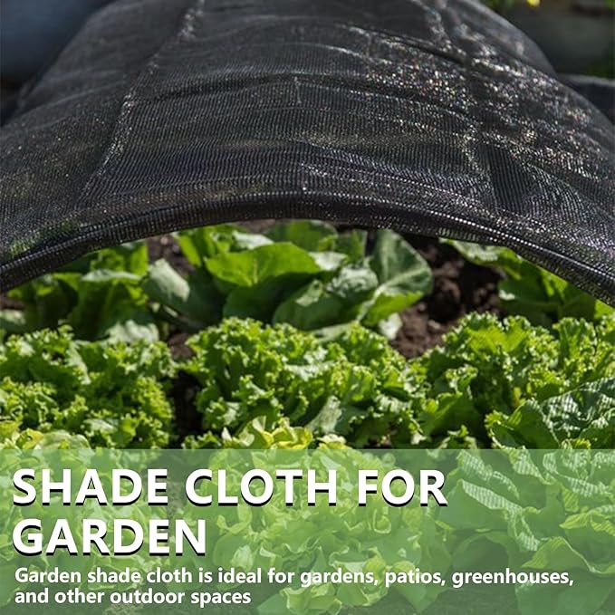 40% Shade Cloth 10x10 FT, Black UV-Resistant Sunblock Mesh Tarp for Garden, Greenhouse, Raised Beds, Vegetables & Flower Shade Cover from Sun