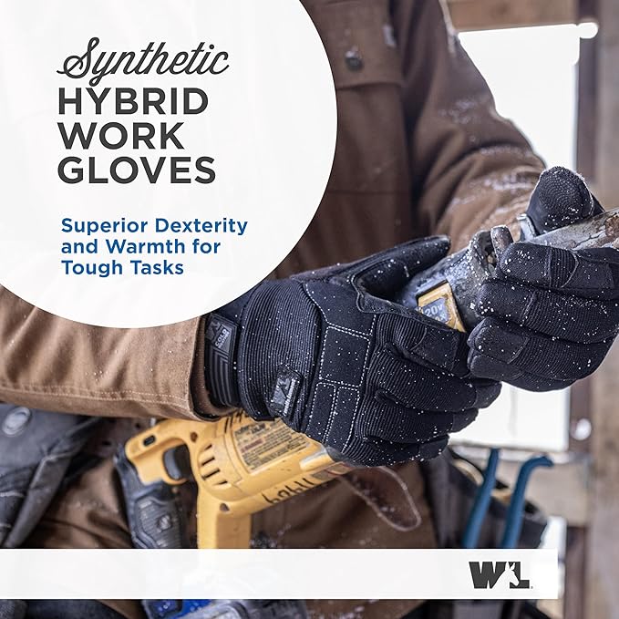 Wells Lamont Insulated Leather Work Gloves for Men - Fleece-Lined with 70g 3M Thinsulate for Warmth - Water-Resistant Goat Leather - Reinforced Palm & Thumb - Adjustable Wrist, Extra Large, 7854XL