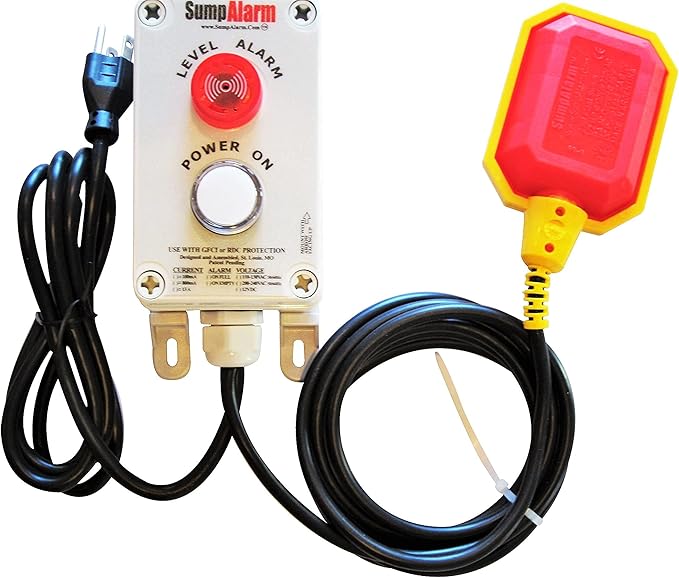 Sump Alarm WiFi Water Sensor with 10ft Float Switch & Free Email Alert, Weatherproof Water Detector with Audible Alarm & Server-Side Backup
