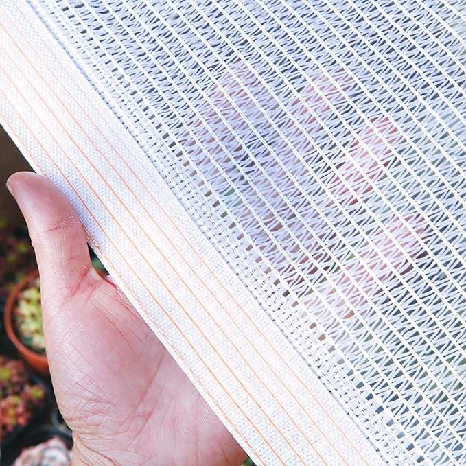 50% White Sun Shade Cloth for Garden Plants, Heavy Duty Outdoor Shade Net Mesh Tarp with Grommets, Breathable Fabric Canopy Privacy Fence Screen for Greenhouse Patio Pergola Yard(18x25ft)