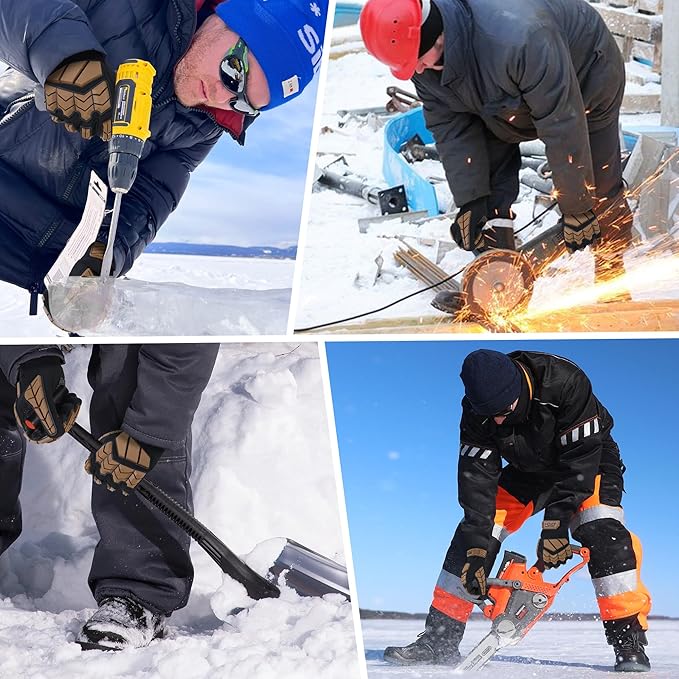 HANDLANDY HLDD Heavy Duty Work Gloves, TPR Protector Impact Gloves, Men Anti Vibration Mechanic Work Glove TouchScreen