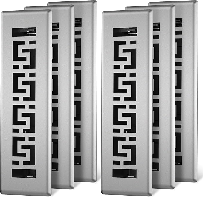 Floor Register 2x10-6 Pack Floor Vent Covers Heavy Duty Walkable Steel Floor Vents Adjustable Decorative Vent Covers for Home Floor Sidewall Office or Ceiling Vent