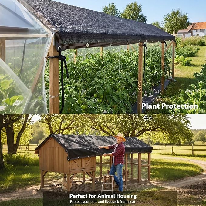 90% Shade Cloth, Dog Kennel Shade Cover, 12 x 16 FT Sturdy Durable Sunblock Shade Mesh Tarp with Grommets for Patio Plants Greenhouse Chicken Coop Porch