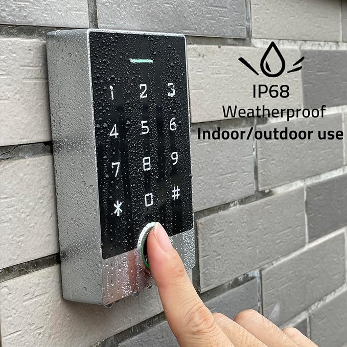 Wireless WiFi TUYA Access Control System, Fingerprint Password Stand-Alone Door Access Control Keypad with ID Keyfob, WG26/34 EM Card Reader Access Controller, Full Metal Weatherproof, Backlight