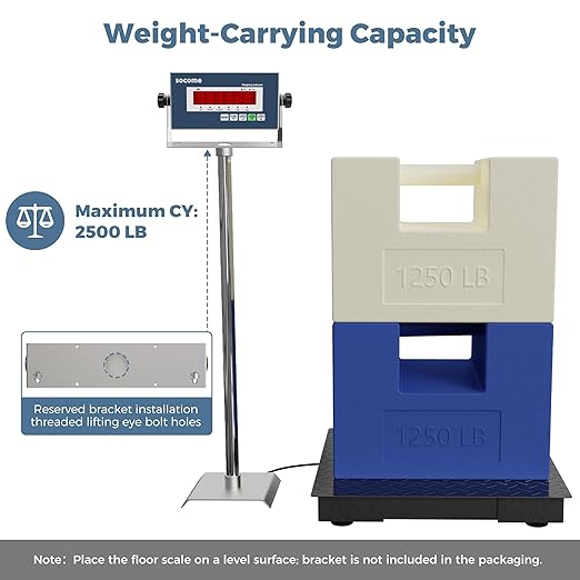 24"x24" Industrial Floor Scale, Precision Pallet Scale with Digital Indicator, Heavy Duty Weighing Scale for Floor Bench Office Weight Weighing, 2500 lb x 1 lb, Black
