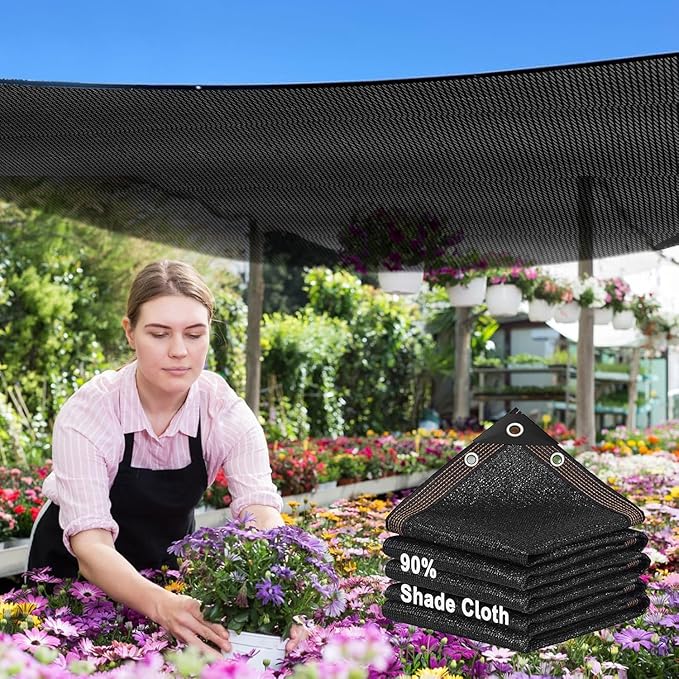 90% Shade Cloth,20x20ft Tear Resistant Sun Shade Net with Reinforced Grommet,Durable Garden Shade Tarp Cover for Greenhouse,Plant Cover, Chicken Coop,Patio and Pergola,Black