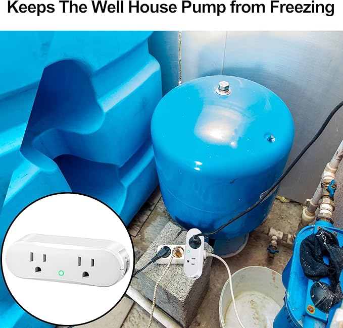 Thermostatically Controlled Outlet: (1 PCS) Automatically Turn on Below 32℉, Turn Off Above 47℉ Unnecessary to Control Power Manually in Cold Winter Cube