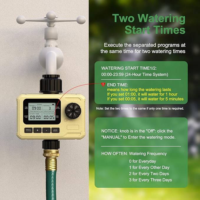Water Timer for Garden Irrigation, Automatic Hose Timer for Outdoor Watering