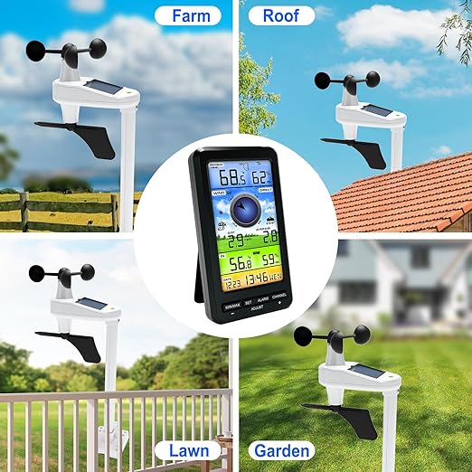 Urageuxy Weather Station Wireless Indoor Outdoor with Remote Sensor, Home Weather Station with Wind Speed/Direction, Indoor/Outdoor Thermometer and Hygrometer for Home, Yard (No WiFi)