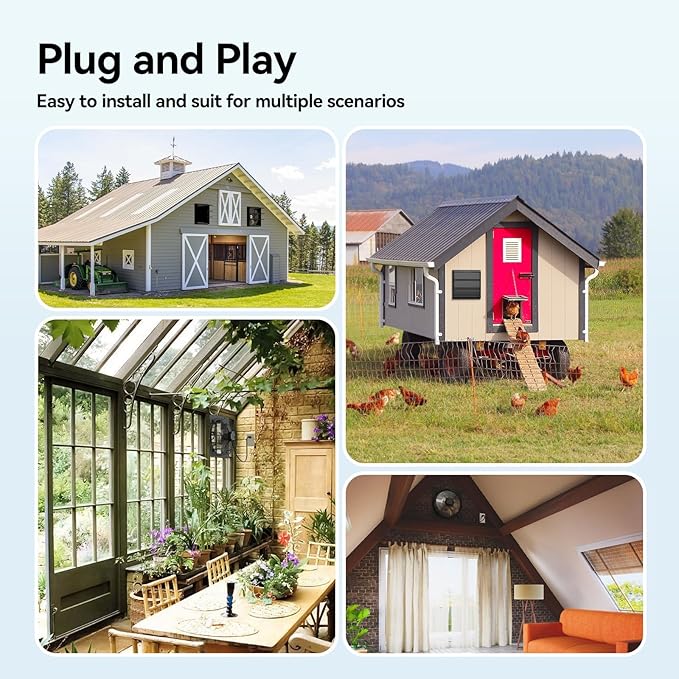 addlon 12 Shutter Exhaust Fanwith Remote Control, 8 Speeds 25W Energy Efficient DC Motors, 1200CFM, 8-Hour Timer, Garages/Greenhouse/Attic/Chicken Coop Ventilation Fan,Low Noise, Plug & Play