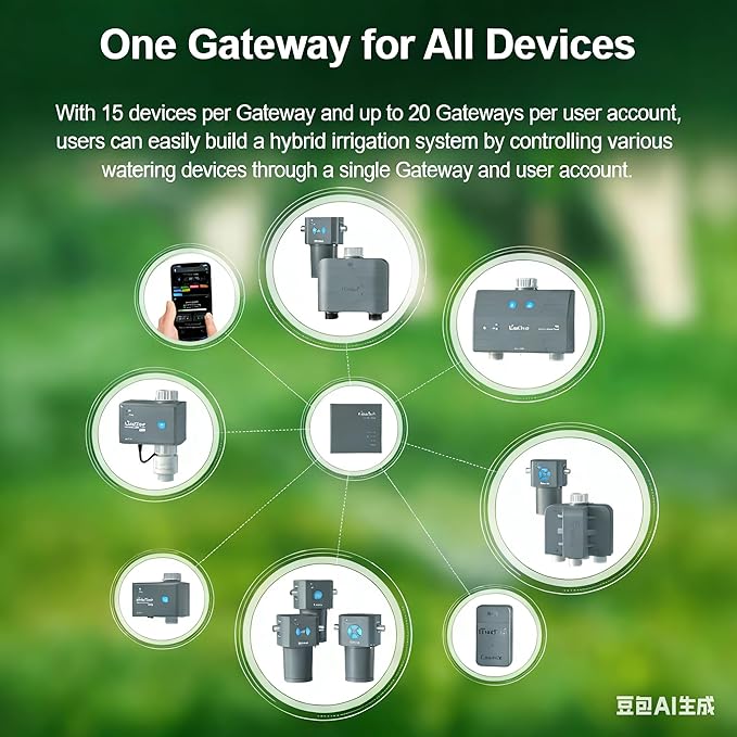 LinkTap G2S Smart Watering Timers with Gateway, Long-Range Control Beyond WiFi Hose Timers, Real-Time Fault Detection, Weather-Aware Automatic Sprinkler Timer, Anti-Freeze Protection
