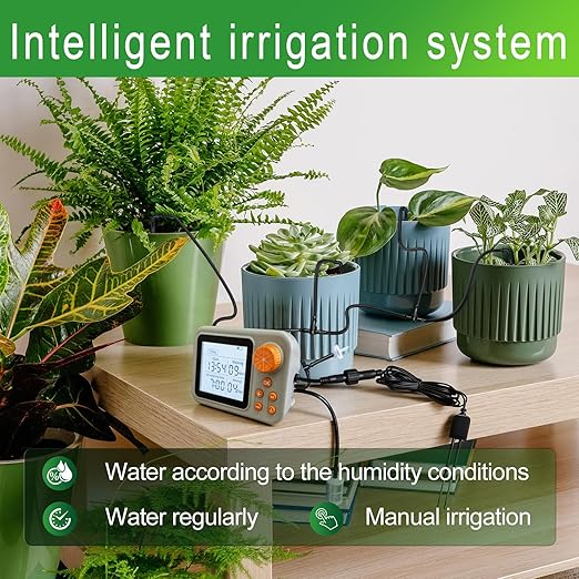 Drip Irrigation kit Indoor Plant Irrigation System Automatic Plant Waterer Plant Humidity Sensor Timer Water drip System kit to Growing Tent IKEA self Watering Automatic Mister kit Greenhouse(4 Sets)