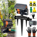 16-Nozzle Oscillating Sprinkler with Dual-Zone Sprinkler Water Timer, 360° 16-Hole Automatic Rocking Sprinkler, Turbo Orbit Mist Sprinklers System for Garden (Ground-Insert, with Single-Zone Timer)