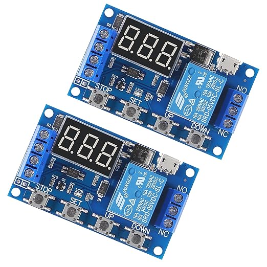 ACEIRMC 2pcs DC 6-30V Timer Relay Programmable Delay Relay Module Cycle Timer with LCD Display / 5V Micro USB, Smart Home Controller