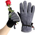 Leather Gardening Gloves for Men, Work Gloves for Welding, Mechanics, Construction, Thorn Proof (Black-Grey, Medium)