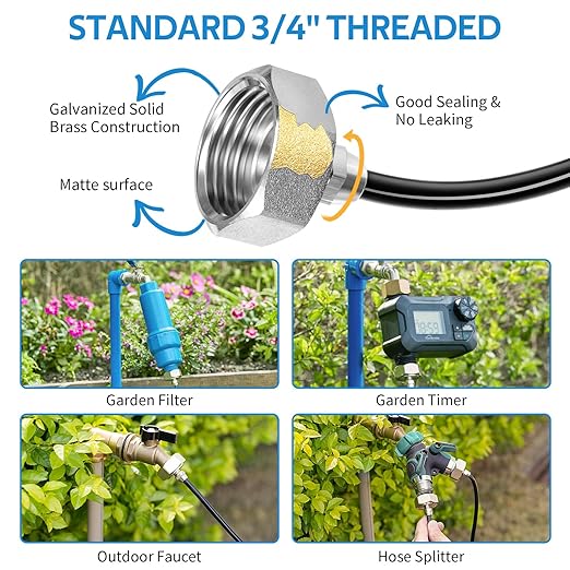HOMENOTE Misting Cooling System, 98FT(30M) Pre-Assembled Kit with 27 Brass Nozzles & 3/4" Brass Adapter, Cooling Mister for Patio, Backyard, Pets, Garden & Greenhouse