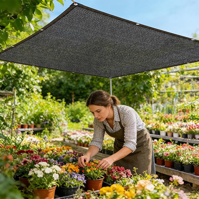 Shade-Cloth 85-90% for Garden Plants 8x10 FT, Black Sun-Block Shade Cover Mesh Tarp with Grommets Sun Shade Canopy for Outdoor Pergola Patio Flower Lawn Kennel Chicken Coop