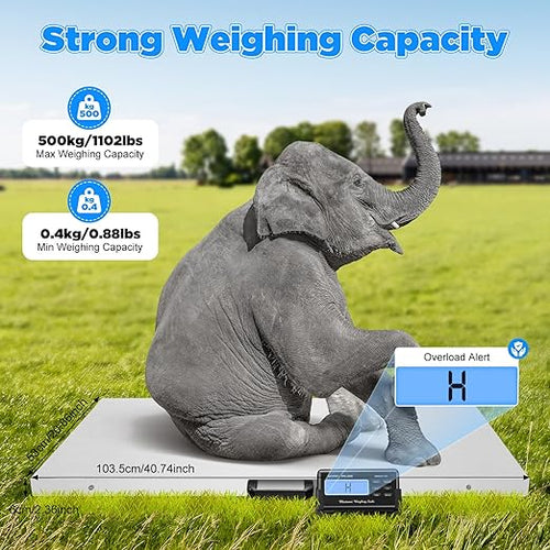 1100lb Digital Livestock Vet Scale, Digital Pet Scale for Dog Sheep Pig Goat, Heavy-Duty Platform Scale, Animal Scale Platform for Large Pets Postal Shipping Warehouse, KG/OZ/LB Units Switch