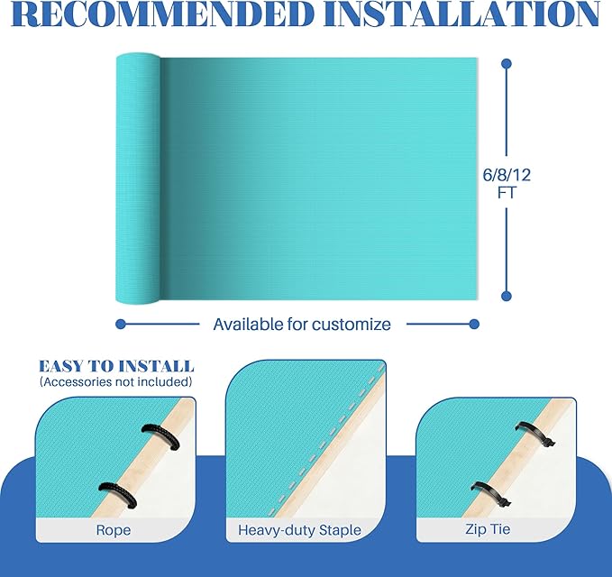 ECOOPTS 6'x155' Sun Shade Roll, Sun Shade UV Blockage Cover for Outdoor Backyard Patio Pergola Greenhouse Plants (Turquoise)
