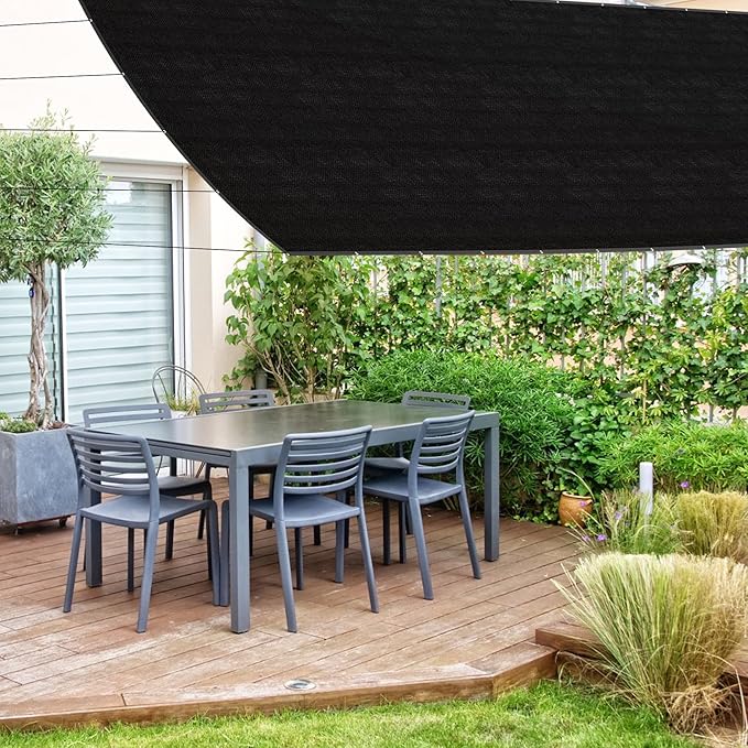 SPORTYOUTH 70% Sun Shade Cloth, 10x50 Ft Shade Mesh Tarp with Grommets, Black Sunblock Cover UV Resistant for Outdoor, Patio, Garden, Pergola, Greenhouse, Chicken Coop, RV, Canopy, Balcony, Barn