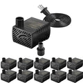 Simple Deluxe 80GPH Submersible Water Pump (300L/H 4W) with 6' Cord and 2 Threaded Nozzles for Fountains, Ponds, Aquariums and Hydroponics, 10 Pack