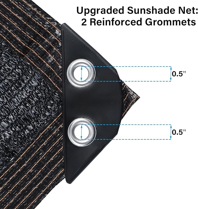 winemana Black Shade Cloth 90%, 8x20 FT Mesh Tarp - Garden Shade for Greenhouse, Patio, Vegetables, Plants Cover and Chicken Coops, Sun Shade Net for Outdoor Protection with Reinforced Grommets