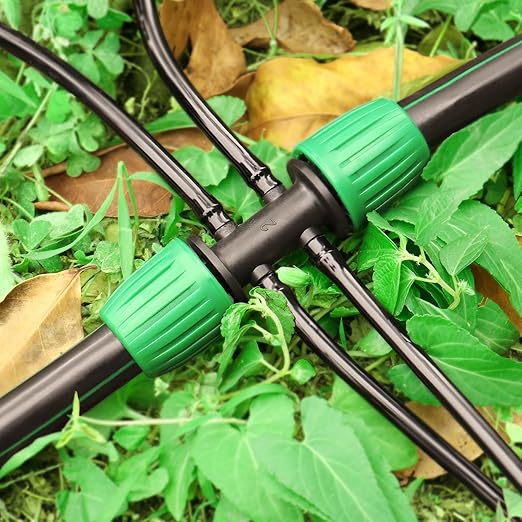 Gardrip Barbed Tee 1/2 Inch to 1/4 Inch Irrigation Tubing: Locked Barbed Reducing Tee 6-Way Adapter Anti-Drop Irrigation Fittings for Splitting 1/2" to 1/4" Drip Line System Parts (12 Pack)