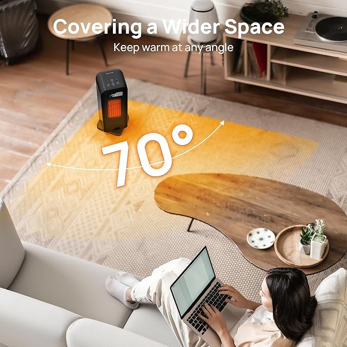 FLANUR Space Heaters for Indoor Use, Smart Portable Electric Heater with Thermostat, WiFi and Voice Control, 12H Timer, 4 Modes, 36dB 1500W PTC Ceramic Safety Heat for Office Bedroom Home 1Pack Black