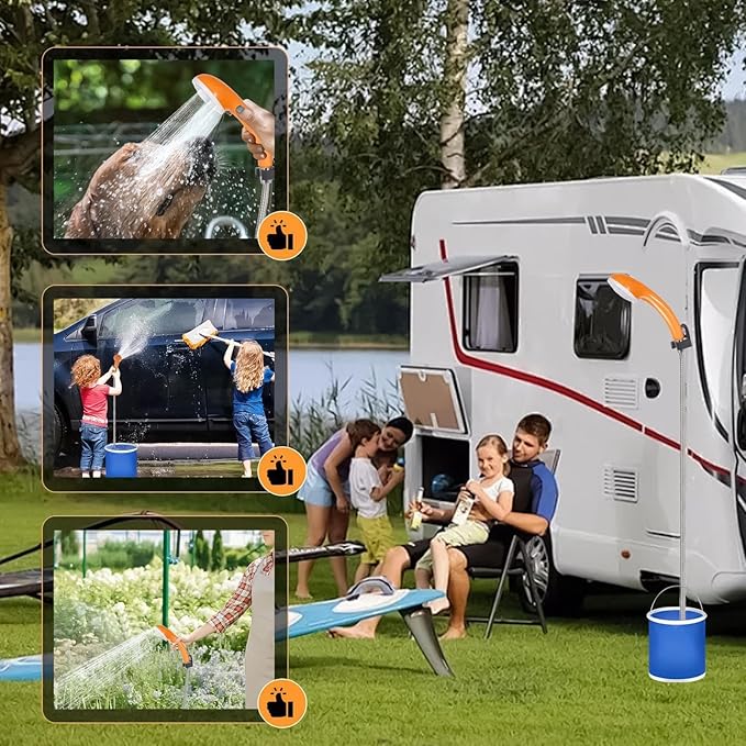 Portable Shower- Lightweight Handheld Sprayer, Rechargeable Water Pump, Durable Waterproof Design, LED Smart Control Panel | Backyard Garden, Camping Tent, Road Trip Adventures, Outdoor Cleaning