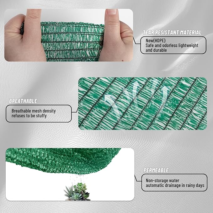 Cool Area 70% Sun Shade Cloth Mesh Tarp with Grommets for Plant Cover 8x16ft Patio Canopy Garden Pergola Greenhouse Car Barn Kennel Dark Green
