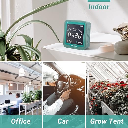 INKBIRD WiFi Air Quality Monitor Indoor Battery Powered | Smart NDIR Sensor and Data Logger | Carbon Dioxide & Temperature & Humidity | for Home, Office, Grow Tent (INK-CO2W)