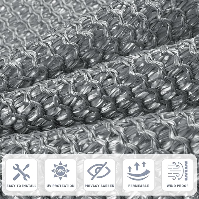 Cool Area Sun Shade Cloth with Grommets 5×11 FT Shade Panel Shade Tarp Screen Fabic for Outdoor Patio Pergola Cover Deck Garden, Silver Grey (Customized)