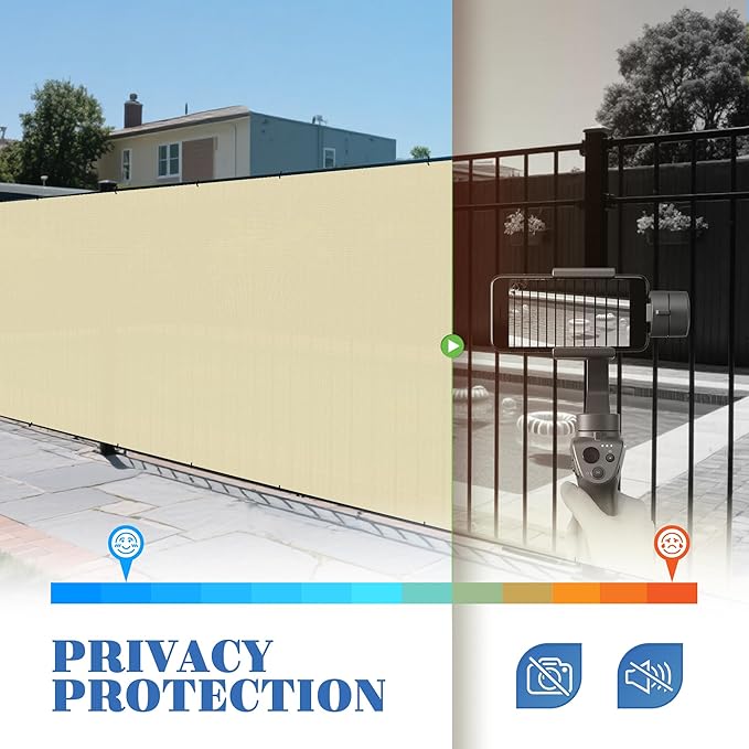 ECOOPTS 6'x131' Sun Shade Roll, Sun Shade UV Blockage Cover for Outdoor Backyard Patio Pergola Greenhouse Plants (Beige)