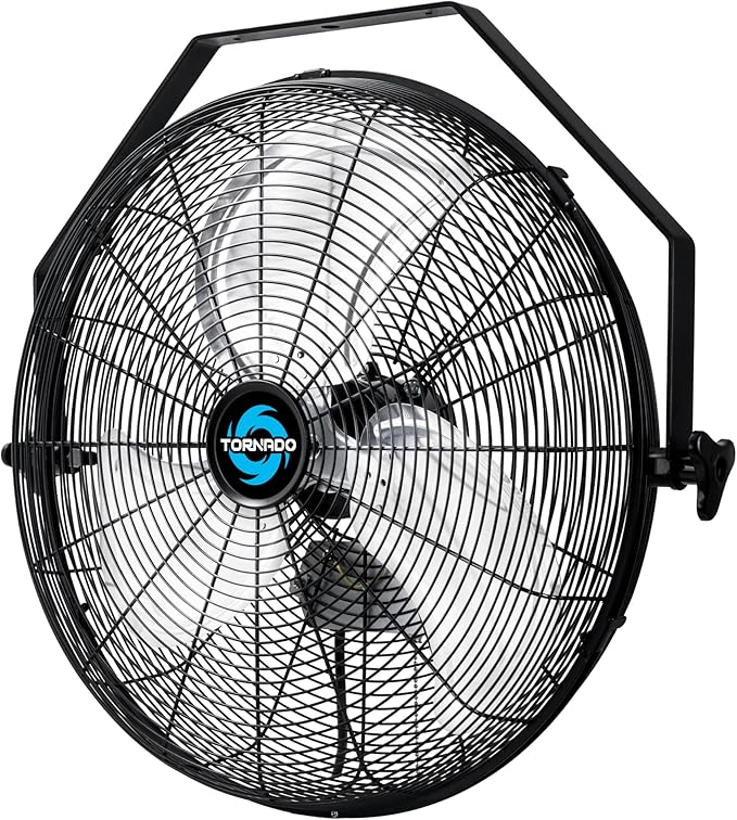 Tornado 18-Inch High Velocity Wall Mount Fan – Industrial Grade Metal Fan with 3-Speed Settings, TEAO Motor, 4150 CFM, OSHA & UL Listed – Ideal for Garage, Shop, Warehouse, Workstation