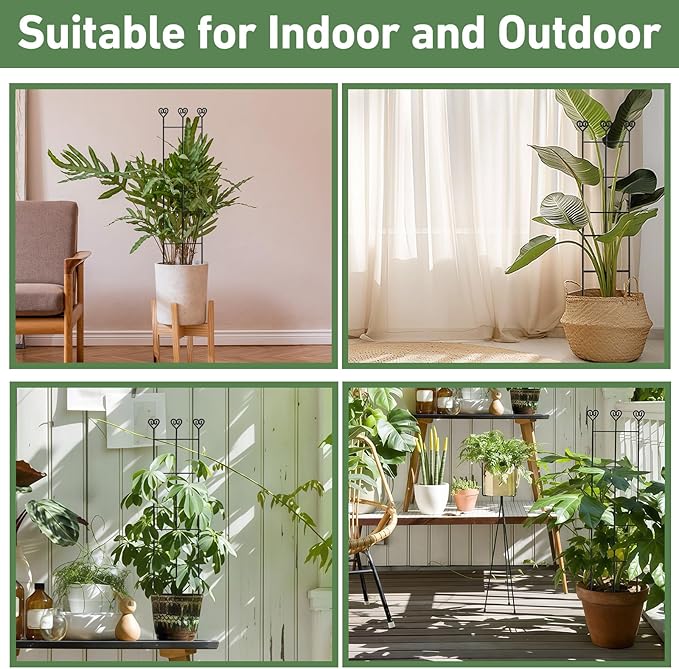 32in Large Indoor Plant Trellis for Climbing Plants, Expandable Metal Garden Trellis for Potted Plants, Tall Plant Supports for Ivy Pothos Hoya Monstera, 2p