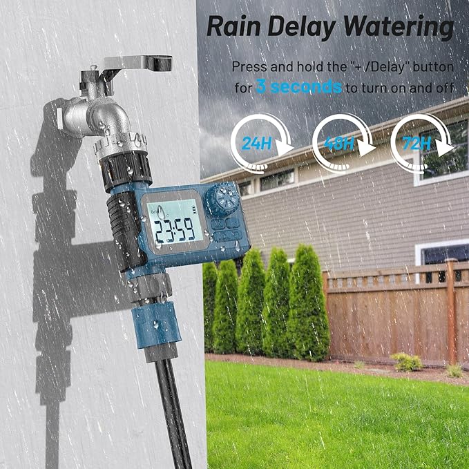 Sprinkler Timer, Hoses Timer for Watering, Water Scheduling Device for Tube Programmable with Auto/Manual/Rain-Delay Watering System, Water Hoses Timers for Yard, Lawn, Pool (Blue)