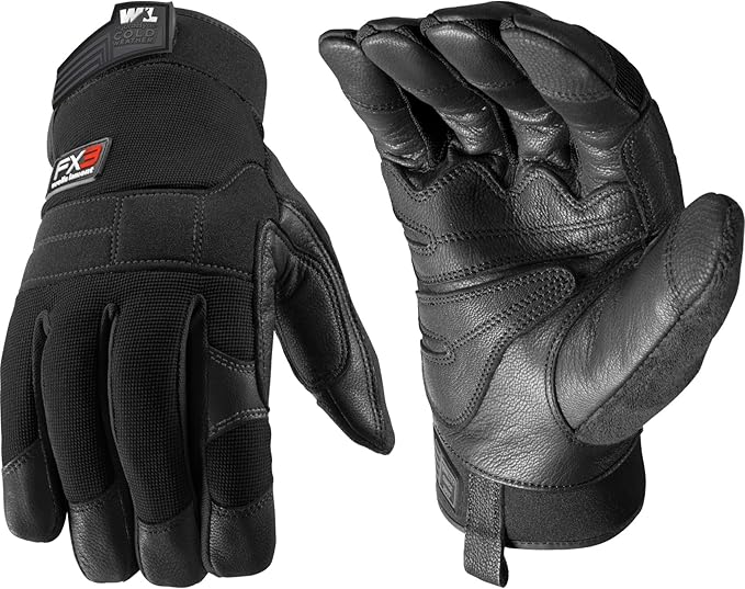 Wells Lamont Insulated Leather Work Gloves for Men - Fleece-Lined with 70g 3M Thinsulate for Warmth - Water-Resistant Goat Leather - Reinforced Palm & Thumb - Adjustable Wrist, Large, 7854L