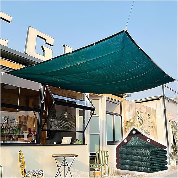 Green Shade Cloth with Grommets,Premium Heavy Duty Shade Net, UV Blocking Mesh Tarp for Greenhouse Outdoor Garden Patio Plants Cover Barns Kennel(4'x9')