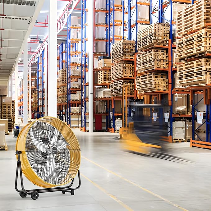 ROVSUN 30 Inch High Velocity Drum Fan, 13000CFM Industrial Metal Floor Fan with Handle, Heavy Duty, 3-Speed, 360° Tilt, Air Circulator for Shop, Garage, Gym, Barn, Commercial, UL Listed, 2 Packs