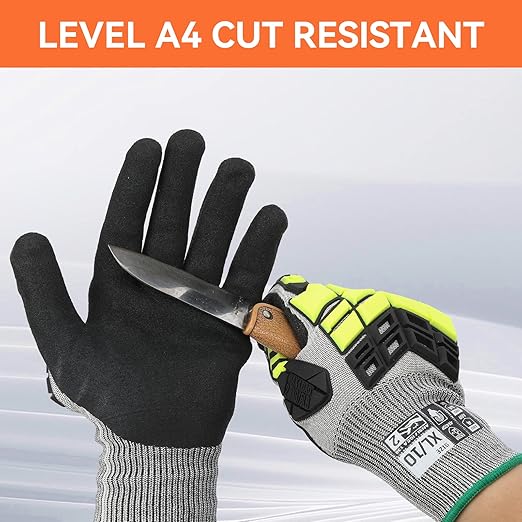 2 Pairs Safety Work Gloves,Impact Gloves for Men Women,Cut Resistant Non-Slip Heavy Duty Gloves with Nitrile Grip,Touch Screen Glove with Impact Protection for Mechanic Construction, X-Large