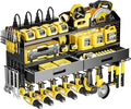 Power Tool Organizer Wall Mount Heavy Duty 400 lbs, 4 Layers Storage Rack with 9 Drill Holders & Battery Storage, Cordless Tool Organizer for Garage, Workshop & Tool Room