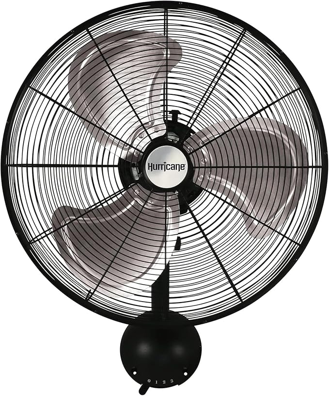 Hurricane Pro High Velocity Oscillating Metal Wall Mount Fan w/ 3 Speeds, Black, 20" - Corded Electric Air Cooling Unit w/ Powerful 4500 CFM Airflow for Home, Garage, Gym, Workshop & Greenhouse