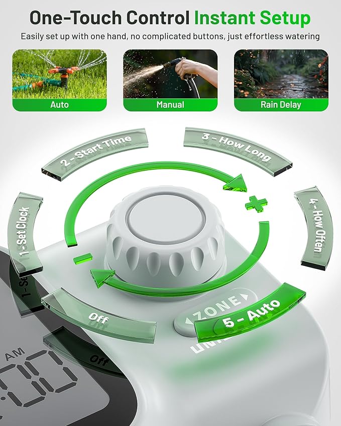 [2026 Upgrade] 2 Zone Sprinkler Timer with Brass Inlets & Outlets, Unistyle Programmable Water Timer for Garden Hose, IP55 Waterproof Hose Timers with Manual Irrigation Timers for Yard and Lawn Patio