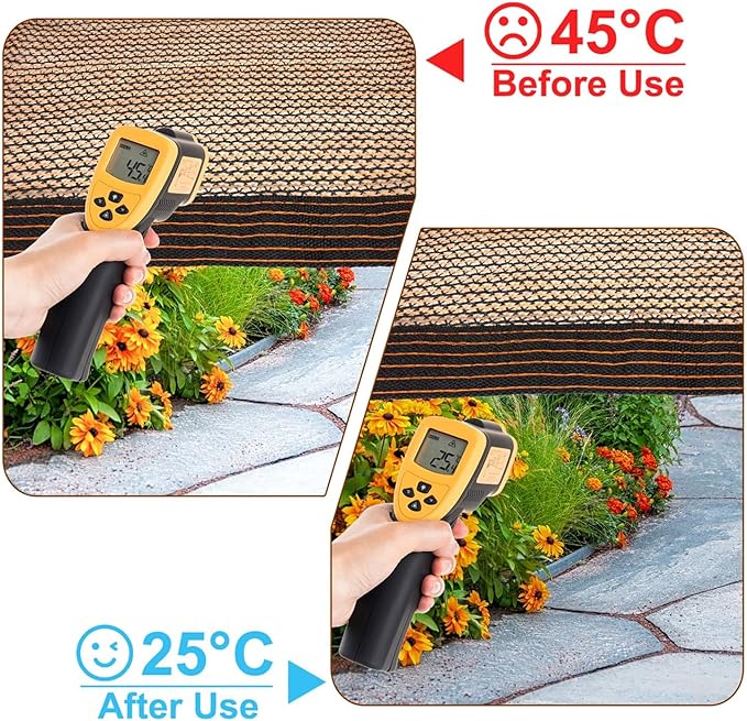 Shade Cloth for Garden, 3 x 16 FT 90% Sun Shade Cloth for Greenhouse, Patio, Plants Cover and Chicken Coops, Pergola Shade Cover Canopy, Mesh Tarp Sun Screens for Patio, Outdoor, Garden - Mocha